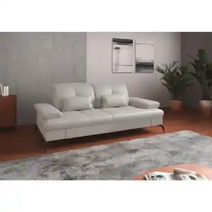 Sit & More 3-Sitzer-Sofa, Weiß, Textil, Leder, Kombination Echtleder/Stoff, Nappaleder, 212x90x122 cm, Goldenes M, Made in Europe, DGM-Klimapakt, Schlafen auf Sitzhöhe, Armteil links, rechts, Wohnz