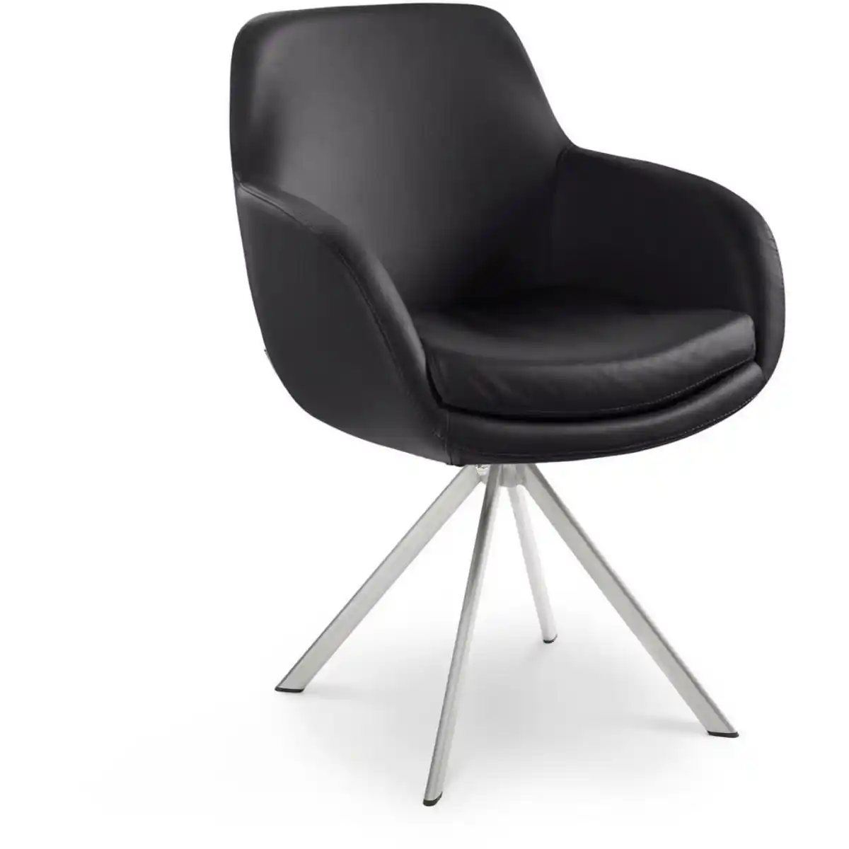 Bild 1 von Musterring Armlehnstuhl, Schwarz, Leder, Echtleder, Rindleder, konisch, Stativgestell, 62x86x66 cm, Beinauswahl, Lederauswahl, Stoffauswahl, Typenauswahl, inklusive Armlehnen, Gestellauswahl, Sitzfl