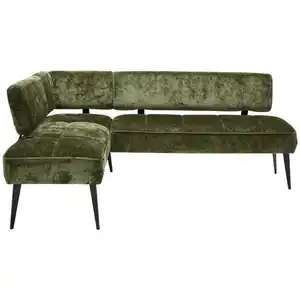 Welnova Eckbank, Olivgrün, Textil, Uni, 3-Sitzer, Ottomane links, L-Form, 212x162 cm, Fsc, Reach, Made in EU, Stoffauswahl, seitenverkehrt erhältlich, mit Rückenlehne, Esszimmer, Bänke, Eckbänke