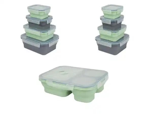 Bild 1 von SILVERCREST® Faltbare Frischhaltedosen / Lunchbox, aus hitzebeständigem Silikon