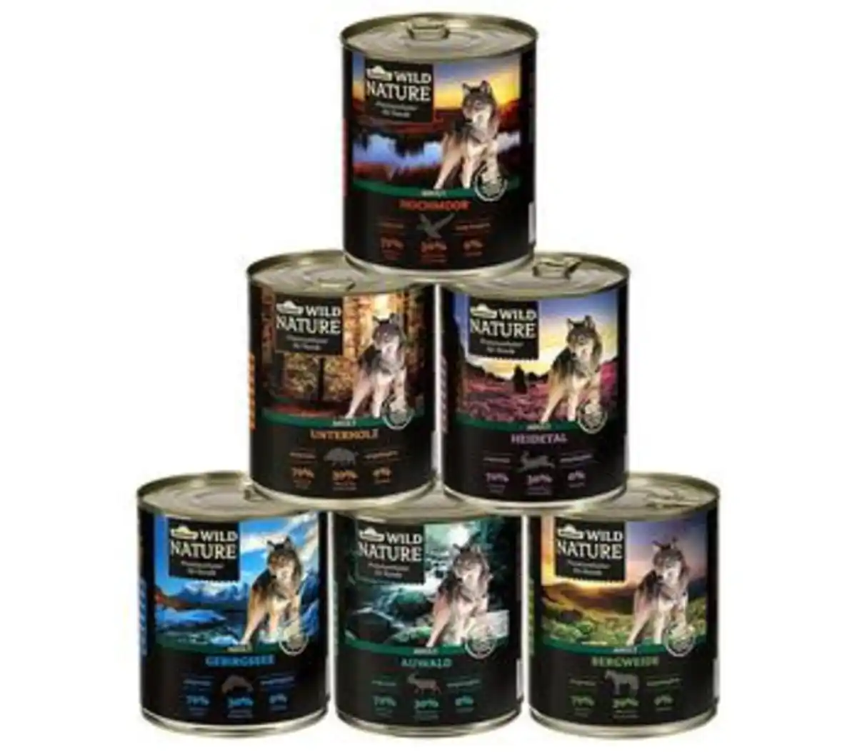 Bild 1 von Dehner Wild Nature Nassfutter für Hunde Probier-Set, 6 x 800 g