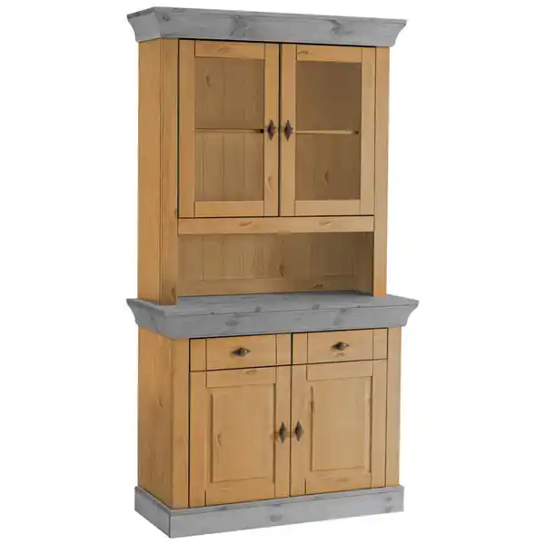Bild 1 von Boxxx Buffet, Grau, Laugenfarbig, Holz, Kiefer, massiv, 4 Fächer, 2 Schubladen, 108x197x45 cm, Beimöbel erhältlich, Küchen, Küchenmöbel, Buffetschränke