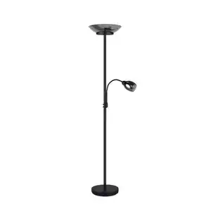 Xxxl Stehleuchte, Schwarz, Schwarzchrom, Metall, Glas, 180 cm, getrennt schaltbar, mit Schalter, Lampen & Leuchten, Leuchtenserien