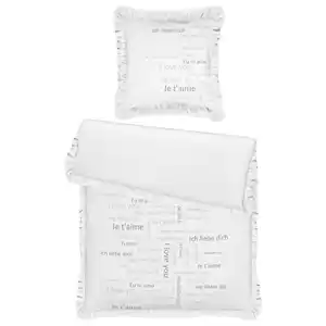 Esposa Wendebettwäsche, Schwarz, Weiß, Textil, Schriftzug, 135x200 cm, pflegeleicht, schadstoffgeprüft, Schlaftextilien, Bettwäsche, Bettwäsche, Wendebettwäsche