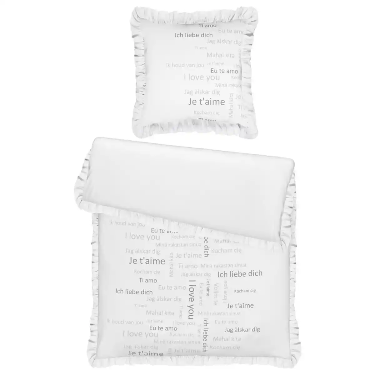 Bild 1 von Esposa Wendebettwäsche, Schwarz, Weiß, Textil, Schriftzug, 135x200 cm, pflegeleicht, schadstoffgeprüft, Schlaftextilien, Bettwäsche, Bettwäsche, Wendebettwäsche