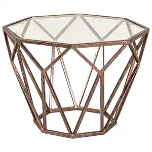 Xxxl Beistelltisch, Bronze, Metall, Glas, achteckig, 55x38x55 cm, Wohnzimmer, Wohnzimmertische, Beistelltische, Beistelltische Metall