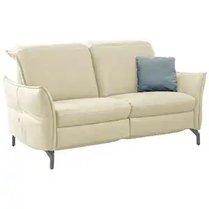 Livetastic 2,5-Sitzer, Creme, Leder, Echtleder, Nappaleder, 185x89x109 cm, Made in EU, Hocker erhältlich, motorische Relaxfunktion, Armteil links, rechts, Wohnzimmer, Sofas & Couches, Sofas, 2-Sitze