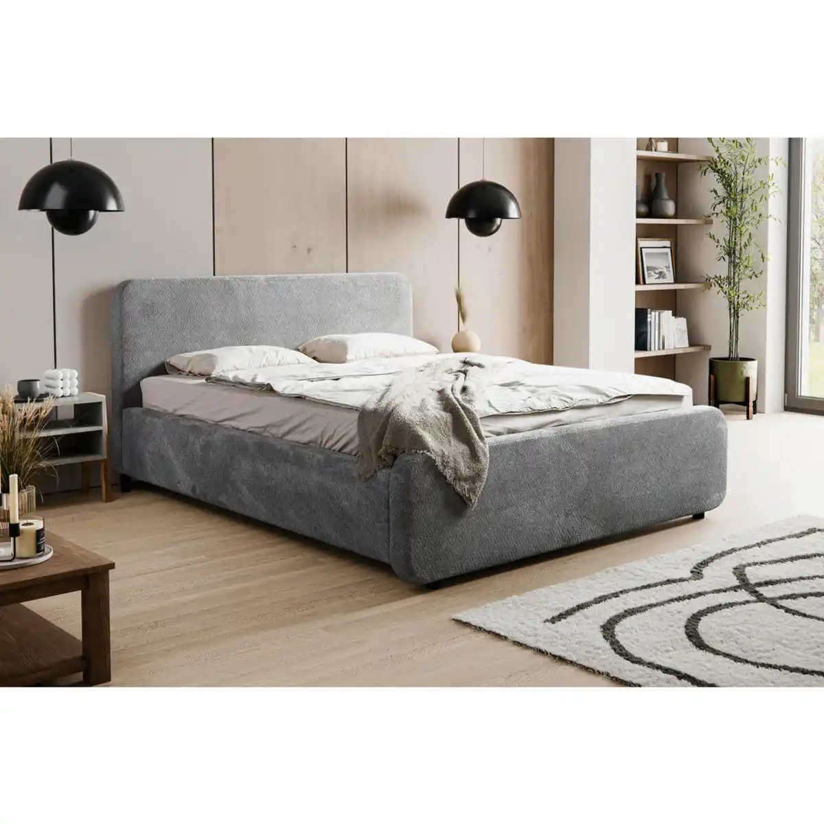 Bild 1 von Mid.you Polsterbett, Grau, Holz, Metall, Kiefer, 180x200 cm, Bettkasten, gepolstertes Kopfteil, Stoffauswahl, in verschiedenen Größen erhältlich, Schlafzimmer, Betten, Polsterbetten