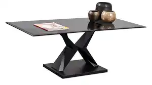 Couchtisch Glasplatte grau 122 x 61 cm Wohnzimmertisch - TARA