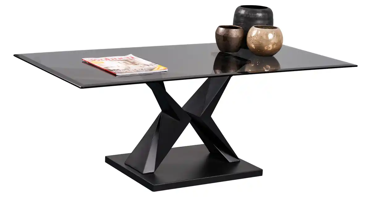 Bild 1 von Couchtisch Glasplatte grau 122 x 61 cm Wohnzimmertisch - TARA