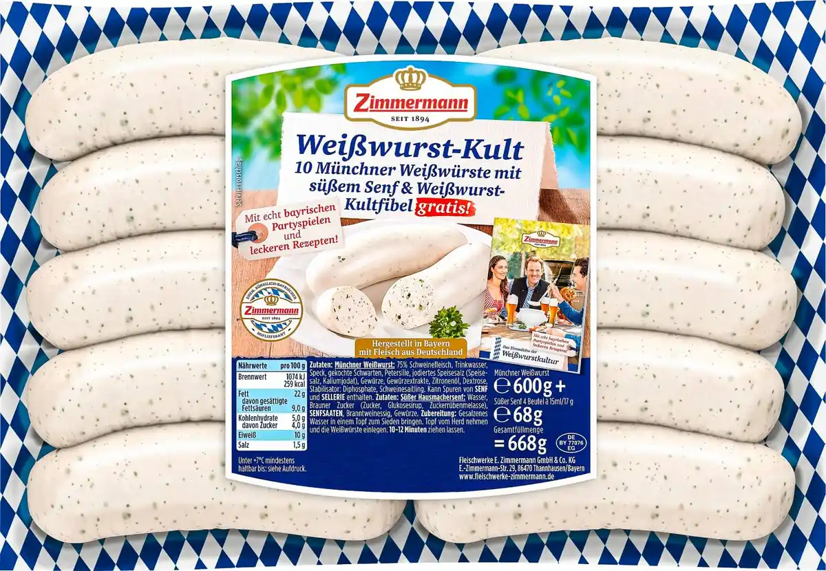 Bild 1 von ZIMMERMANN Weißwurst-Kult, 668-g-Packg.