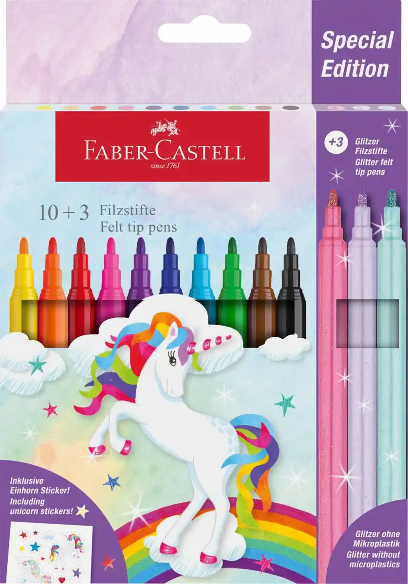 Bild 1 von FABER-CASTELL Filzstifte-Set »Einhorn« Special Edition Glitzer, 13-teilig