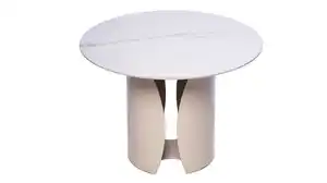 Couchtisch Marmoroptik weiß hochglanz - rund - 60 x 60 cm - KIRA