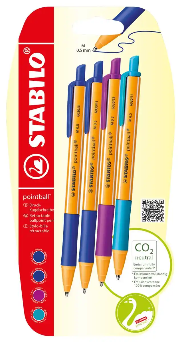 Bild 1 von STABILO Druckkugelschreiber »pointball«, 4-St.-Packg.