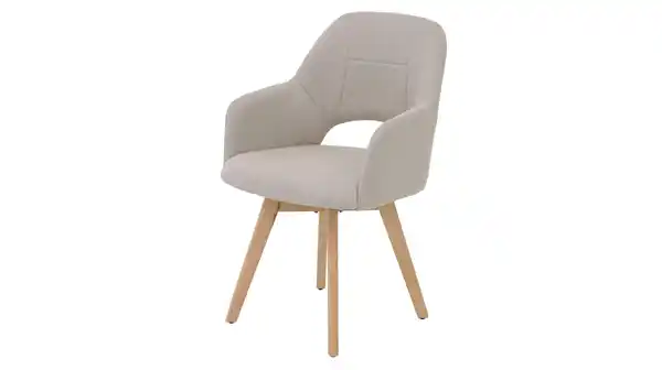 Bild 1 von Armlehnstuhl beige Drehstuhl Microfaser Webstoff - STADE