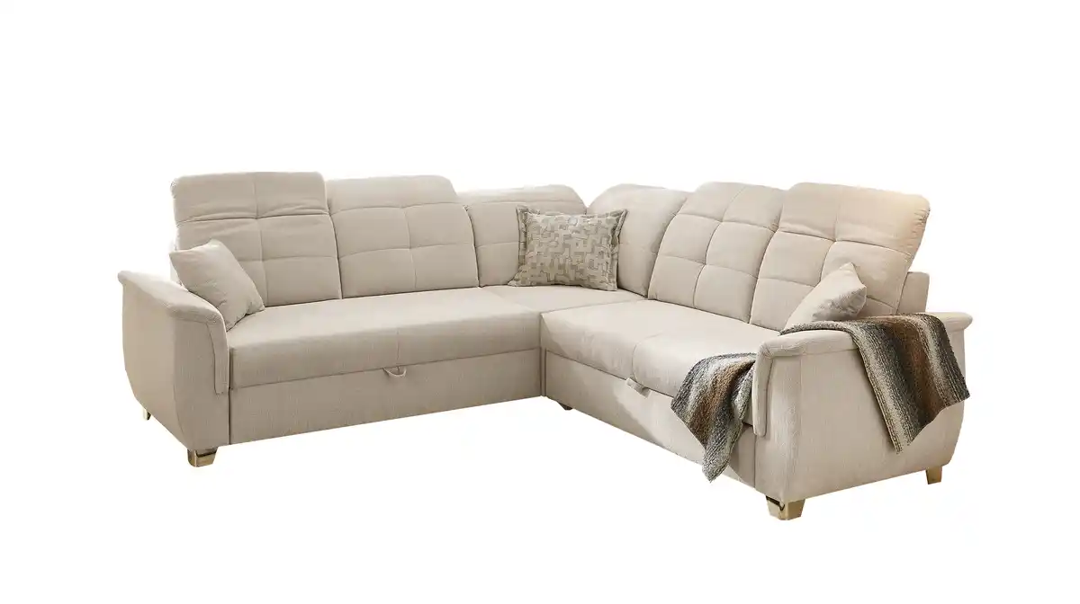Bild 1 von Ecksofa mit Schlaffunktion beige 263 cm Bettkasten - UDINE