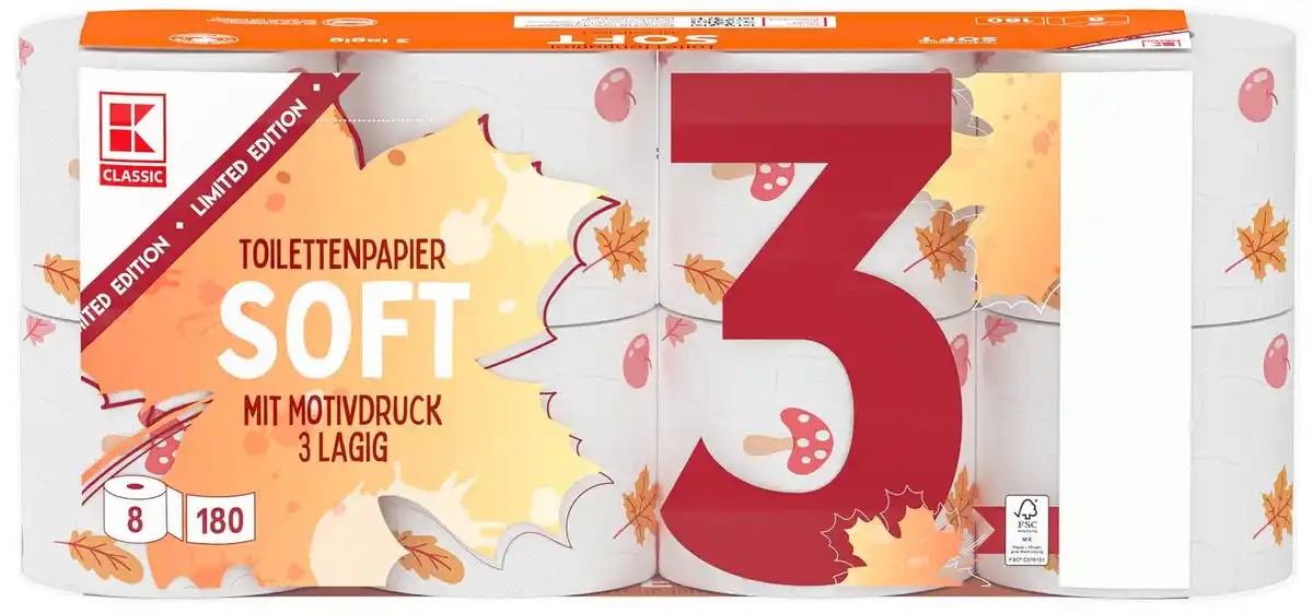 Bild 1 von K-CLASSIC Toilettenpapier Soft Limited Edition »Sommer«, Packg. = 8 x 180 Blatt