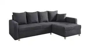 Ecksofa mit Schlaffunktion anthrazit 228 cm Bettkasten - KAPPELN