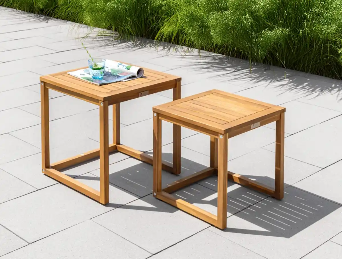 Bild 2 von 2er Beistelltische für Sofa aus Akazienholz – Braun