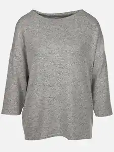 Damen Flauschshirt mit 3/4 langem Arm Grau