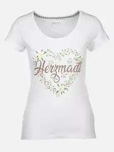 Damen T-Shirt mit Trachtenmotiv Weiß
