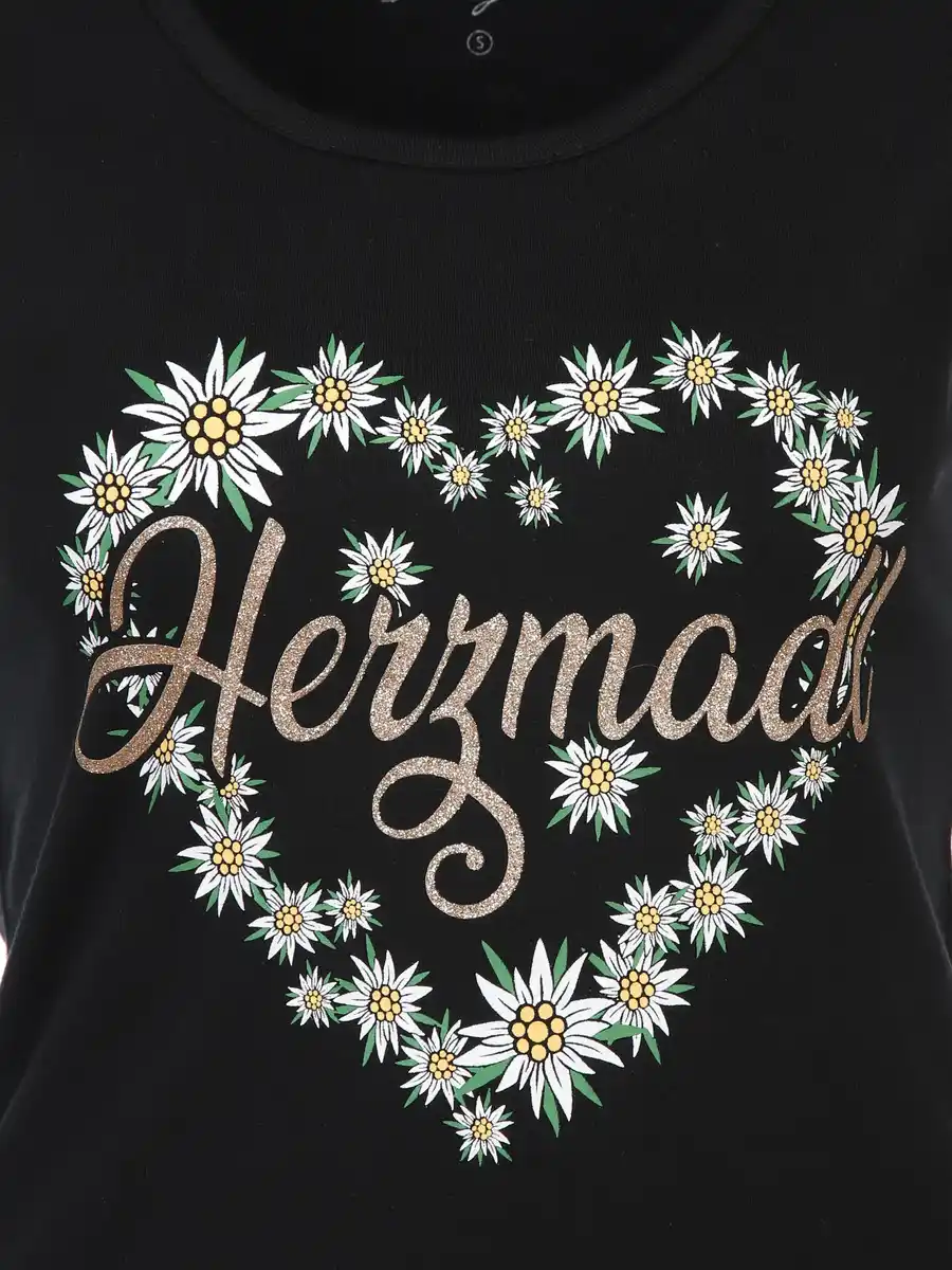 Bild 4 von Damen T-Shirt mit Trachtenmotiv Schwarz