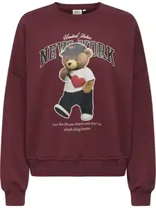 Only ONLLINDA L/S BEAR O-NECK CS Sweatshirt Rot