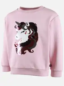 Mädchen Sweatshirt mit Pailletten-Einhornmotiv Rosa