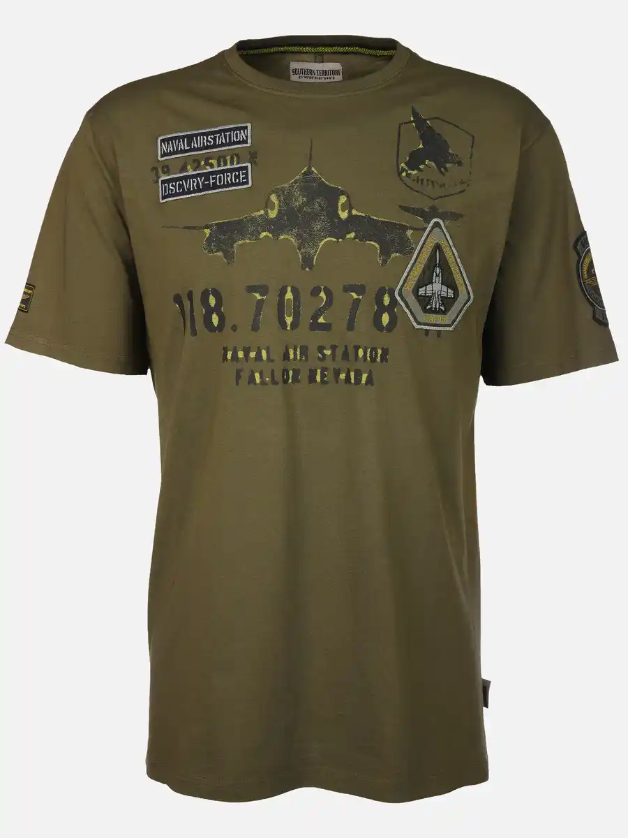 Bild 1 von Herren T-Shirt mit auffälligem Print Oliv