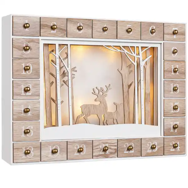 Bild 1 von LED-Adventskalender "Winterwald" aus MDF