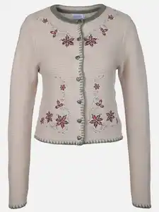 Damen Janker mit hübscher Stickerei Beige