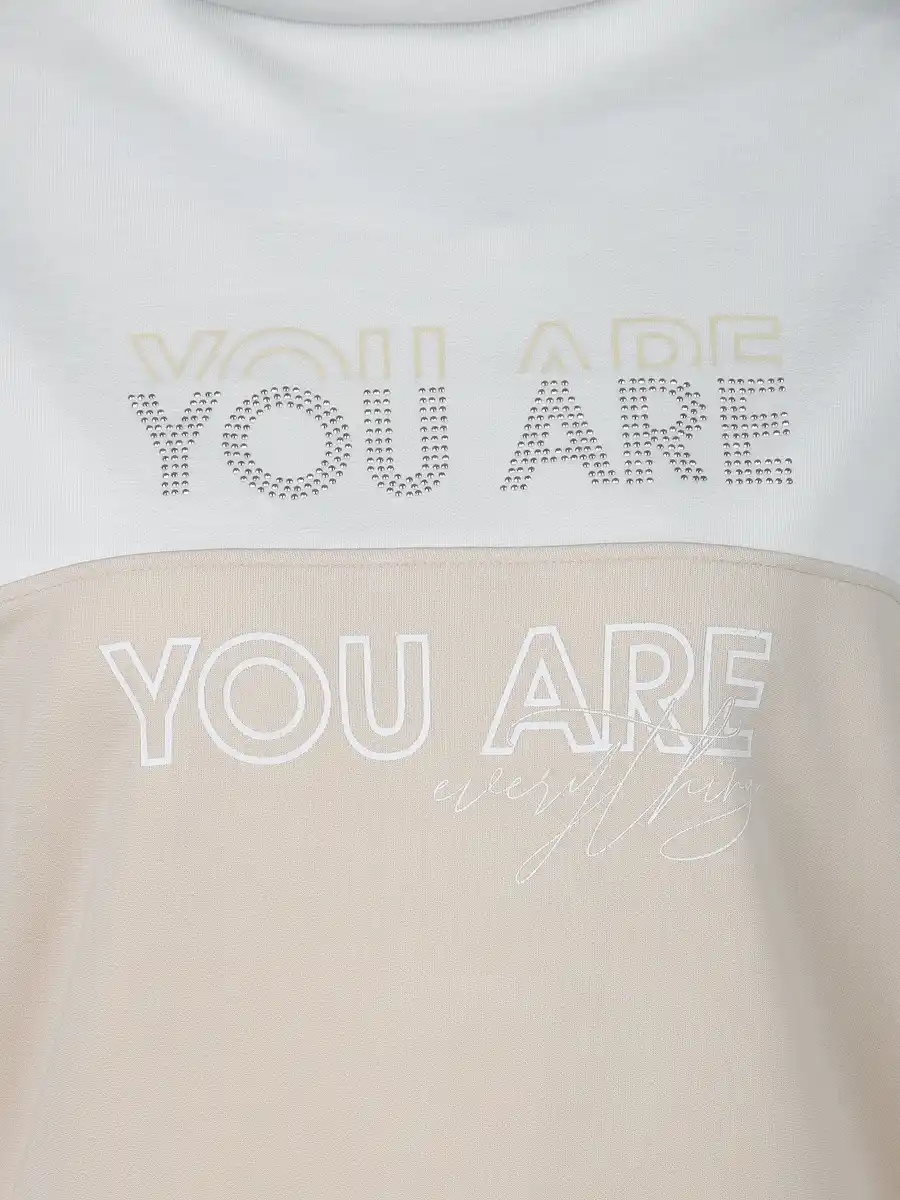 Bild 3 von Damen Sweatshirt mit Print und Glitzernieten Beige