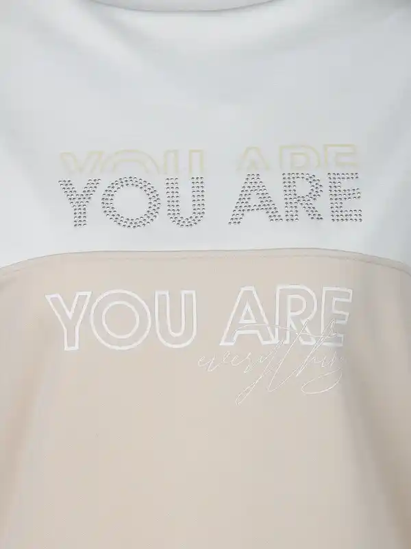 Bild 3 von Damen Sweatshirt mit Print und Glitzernieten Beige