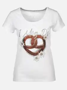 Damen T-Shirt mit Trachtenmotiv Weiß