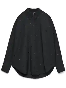 Vero Moda VMFANNI RHINESTONE LS Hemdbluse Schwarz