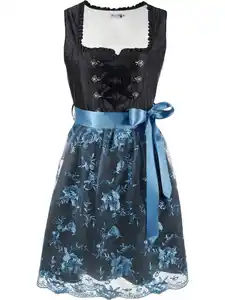 Damen Dirndl mit Spitzenschürze Blau