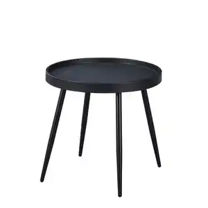 Beistelltisch mit Metallbeinen und Pulverbeschichtung, ca. 49,5 x 49,5 x 47,5 cm - Schwarz