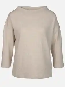 Damen Flauschshirt mit 3/4 langem Arm Beige
