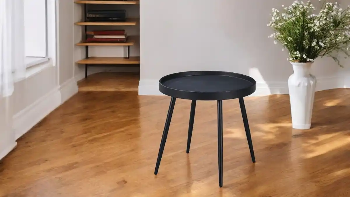 Bild 3 von Beistelltisch mit Metallbeinen und Pulverbeschichtung, ca. 49,5 x 49,5 x 47,5 cm - Schwarz