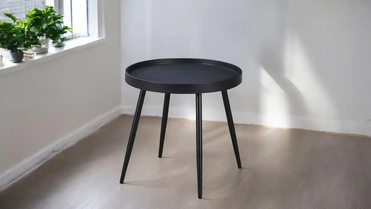 Bild 4 von Beistelltisch mit Metallbeinen und Pulverbeschichtung, ca. 49,5 x 49,5 x 47,5 cm - Schwarz