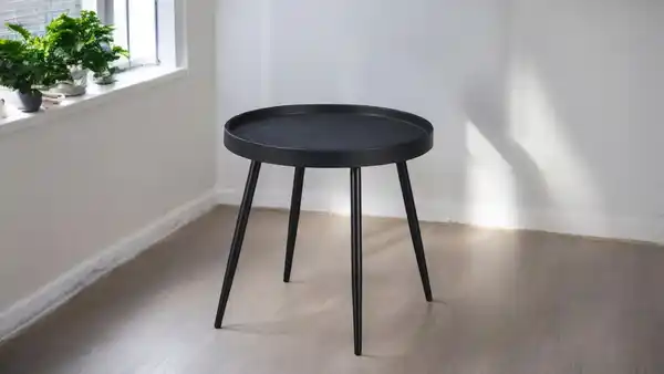 Bild 4 von Beistelltisch mit Metallbeinen und Pulverbeschichtung, ca. 49,5 x 49,5 x 47,5 cm - Schwarz