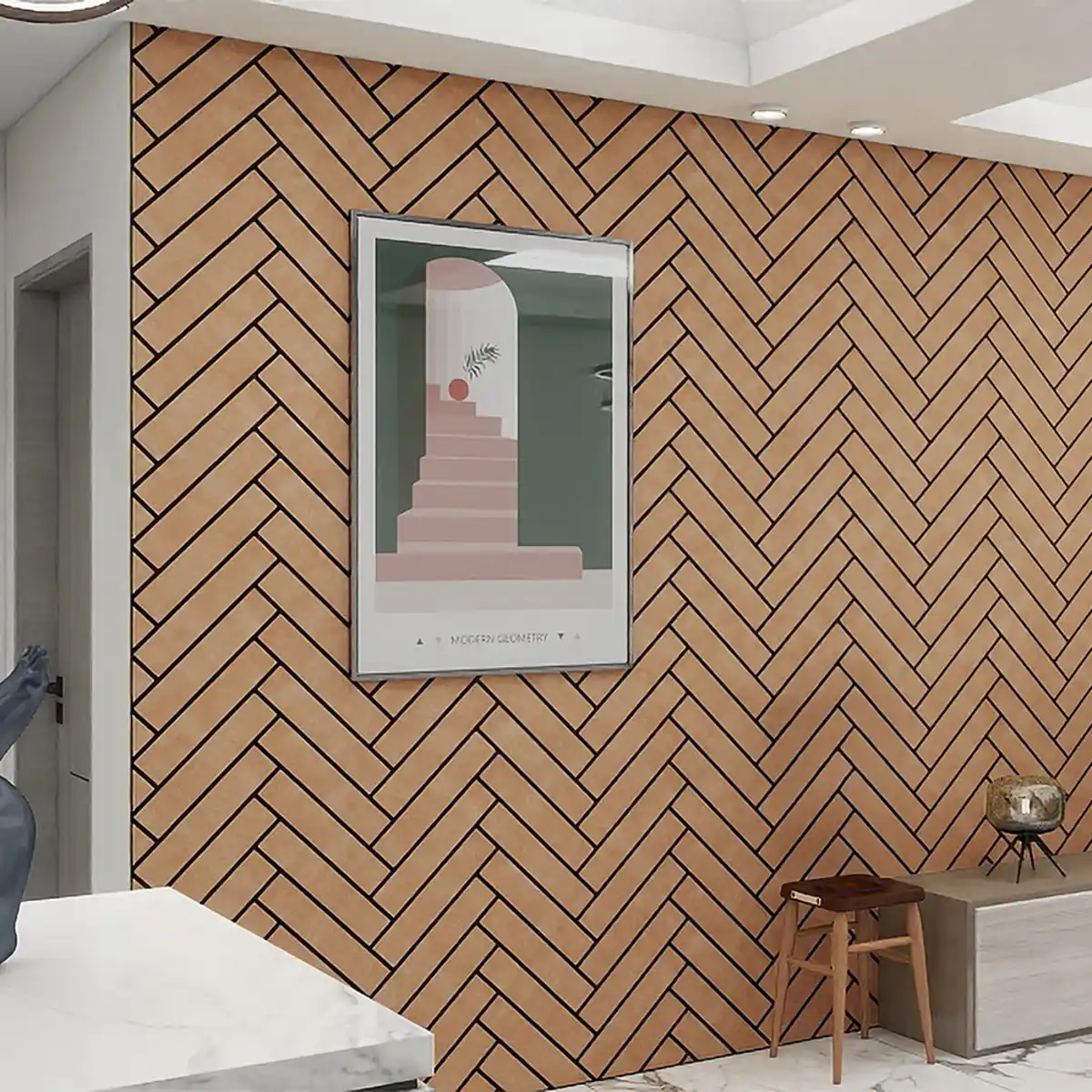 Bild 2 von Home Deluxe Akustikpaneel Fischgrätenoptik VEGA Oiled Oak 12er Set - 80 x 40 cm