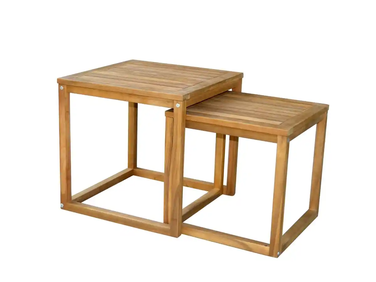 Bild 1 von 2er Beistelltische für Sofa aus Akazienholz – Braun