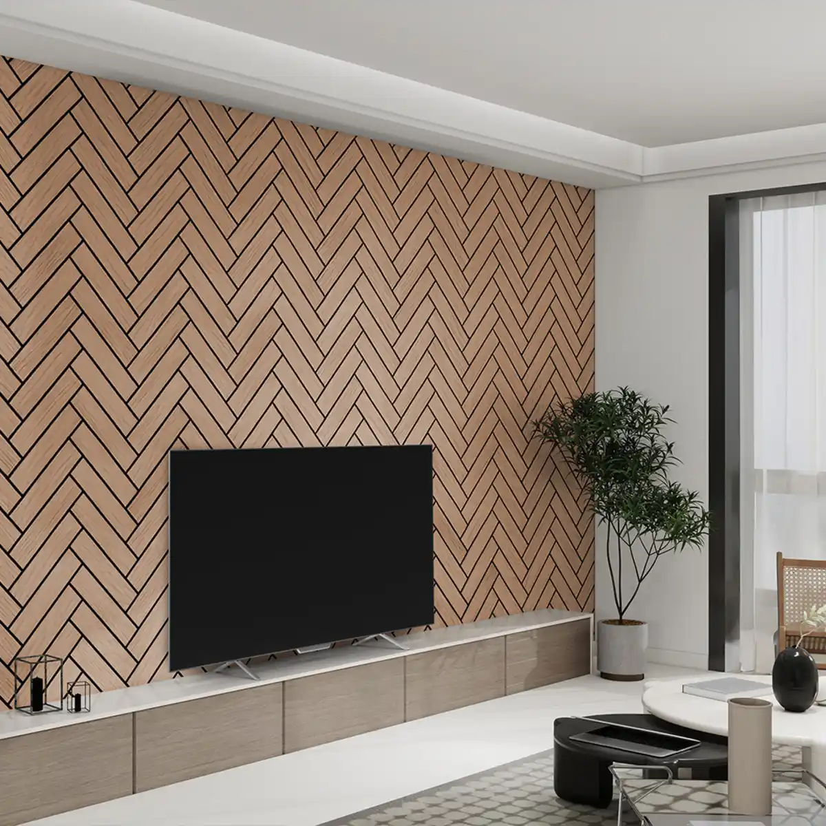 Bild 1 von Home Deluxe Akustikpaneel Fischgrätenoptik VEGA Oiled Oak 3er Set - 80 x 40 cm