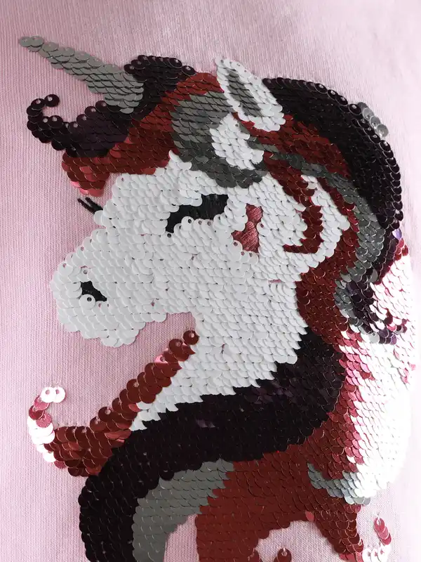 Bild 3 von Mädchen Sweatshirt mit Pailletten-Einhornmotiv Rosa