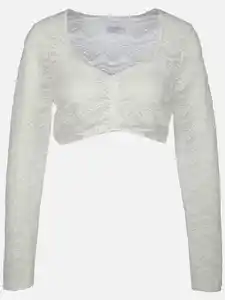 Damen Dirndlbluse mit weicher Spitze Weiß