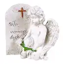 Bild 1 von Grab-Spruchstein Engel mit Rose 17x20,5x10cm