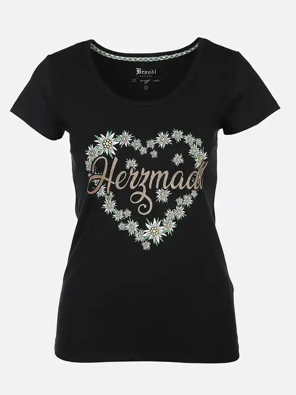 Bild 1 von Damen T-Shirt mit Trachtenmotiv Schwarz