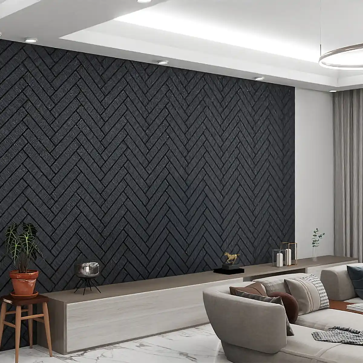 Bild 1 von Home Deluxe Akustikpaneel Fischgrätenoptik VEGA Black Oak 12er Set - 80 x 40 cm