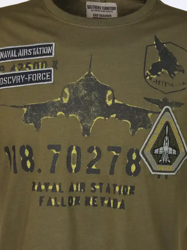 Bild 3 von Herren T-Shirt mit auffälligem Print Oliv